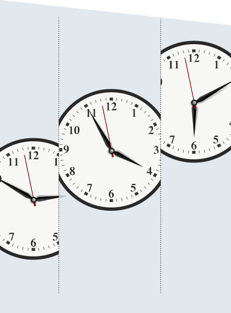 Clocks showing different time zones